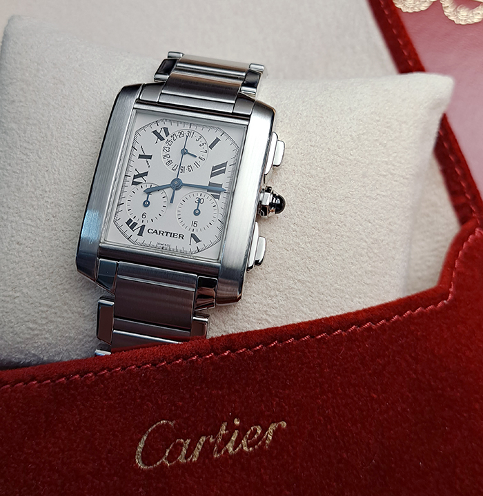 Large Cartier Tank Francaise Chronograph Wristwatch Ref. W51001Q3